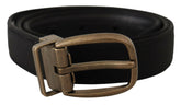 Dolce & Gabbana Black Grosgrain Leather Bronze Metal Belt -   -  Dolce & Gabbana.